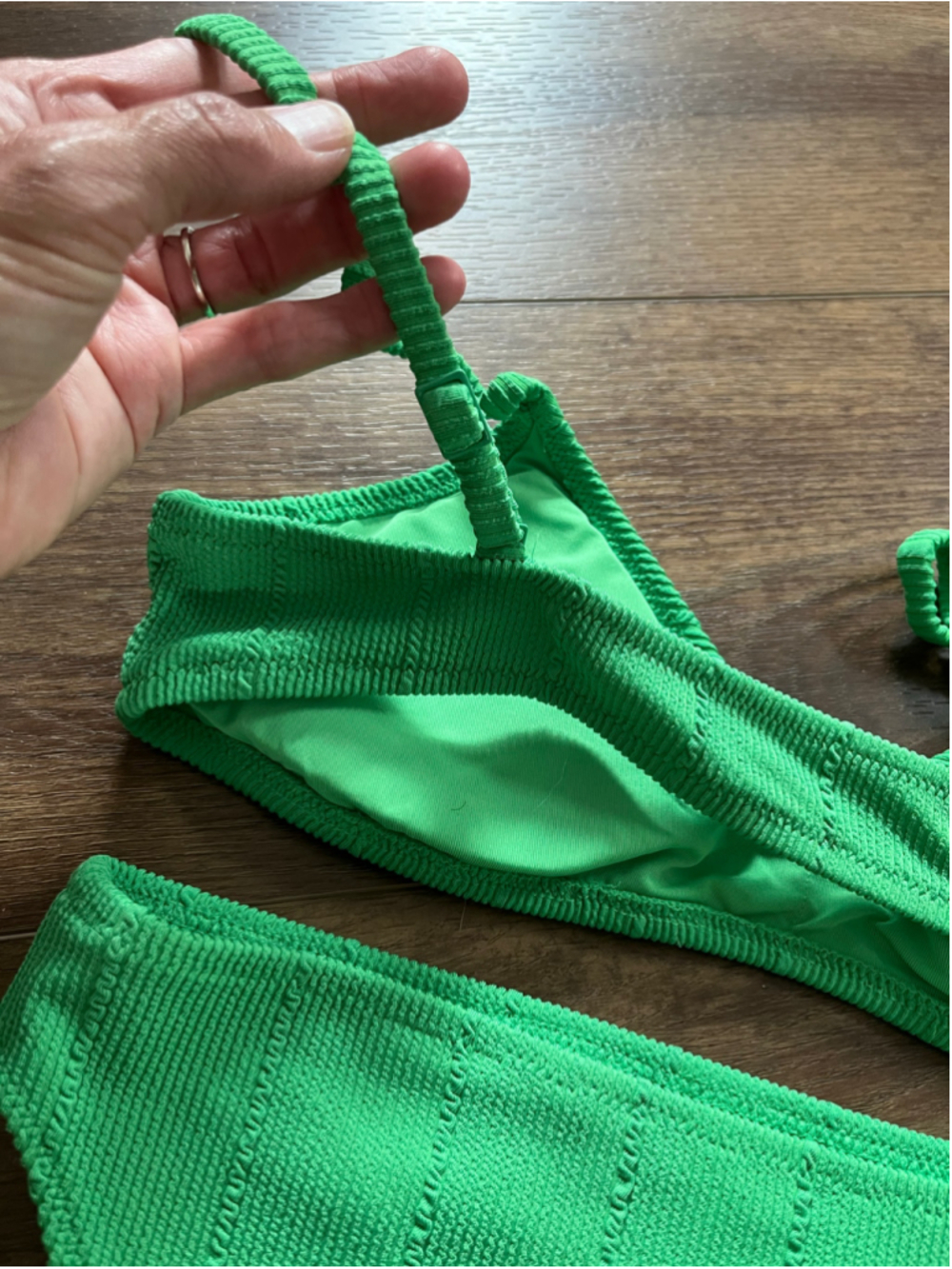 Aerie Green Textured Scoop Bikini Set Size S - Picture 6 of 10